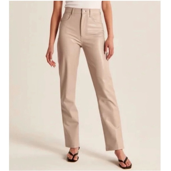 ABERCROMBIE & FITCH The '90s Straight Ultra High Rise Vegan Leather Pants - Picture 13 of 15
